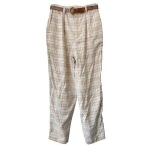 Vintage 90s IC Isaacs Plaid Belted High Rise Pants Size 10 Preppy Deadstock NEW